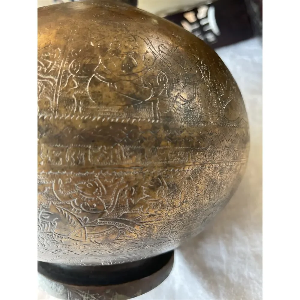 Antique Hindu Religious Holy Water Pot Deity God Engraved